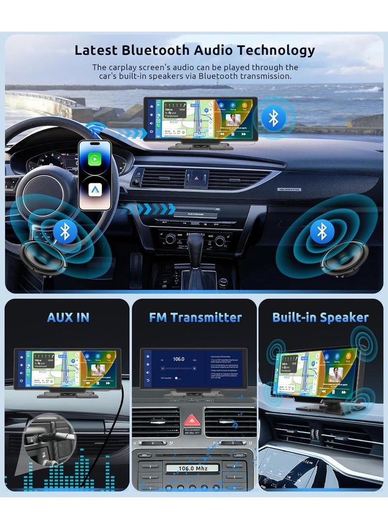 Portable Wireless Apple Carplay Car Stereo, 9.3 HD IPS Touchscreen Car Radio Support Bluetooth/Maps Navigation/Wireless Android Auto/AUX/TF,Built in Front View Camera,Loop Recording - Image 4